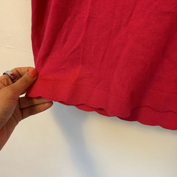 J. McLaughlin Pink Crewneck‎ Scallop Edged Sweater Cotton Blend Small - Picture 2 of 7